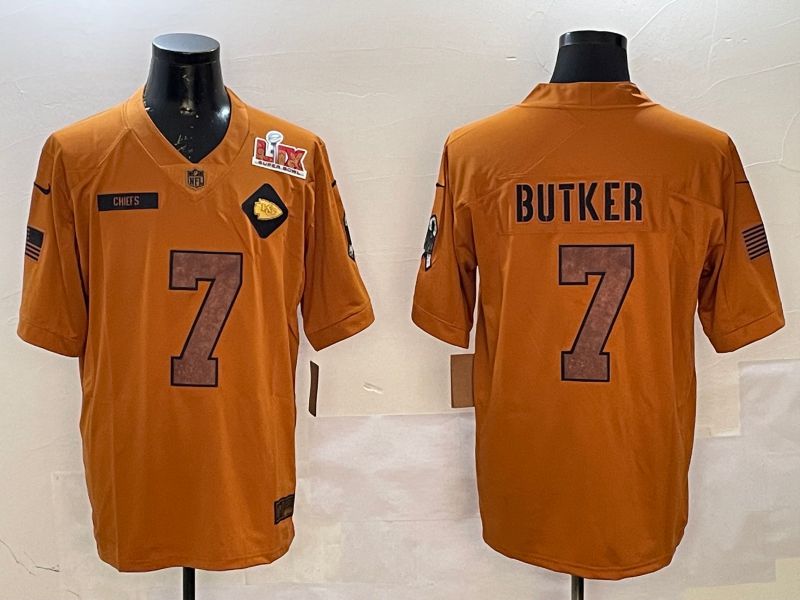 Men Kansas City Chiefs 7 Butker Yellow 2025 Nike Salute to Service Limited NFL Jersey style 3